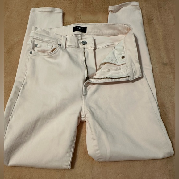 2 FOR $30 JEANS! 7 for All Mankind light pink, high waist skinny ankle jeans - Picture 2 of 8